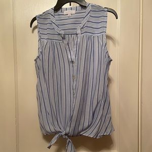 New Directions Sleeveless Top Blue Striped Petite Large
